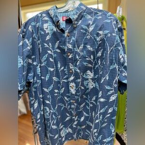 Chaps Ralph Lauren men’s blue Hawaiian style button down shirt size XL